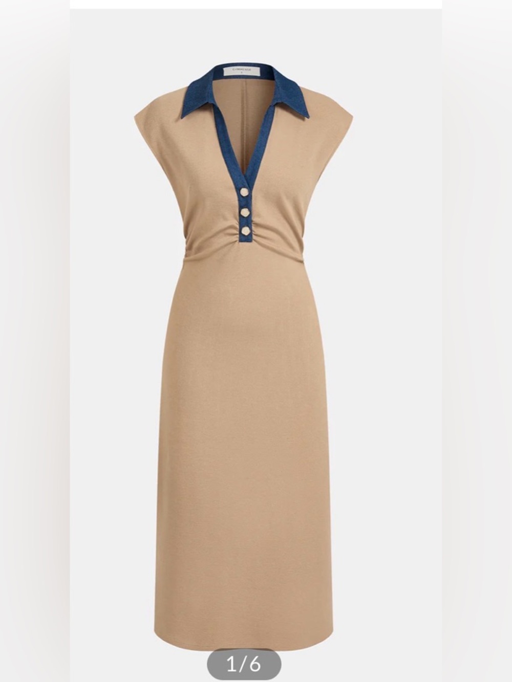 Commense denim collar sleeveless maxi dress